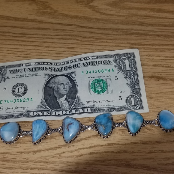 New Sterling Silver Larimar bracelet , Toggle Style - Picture 9 of 13